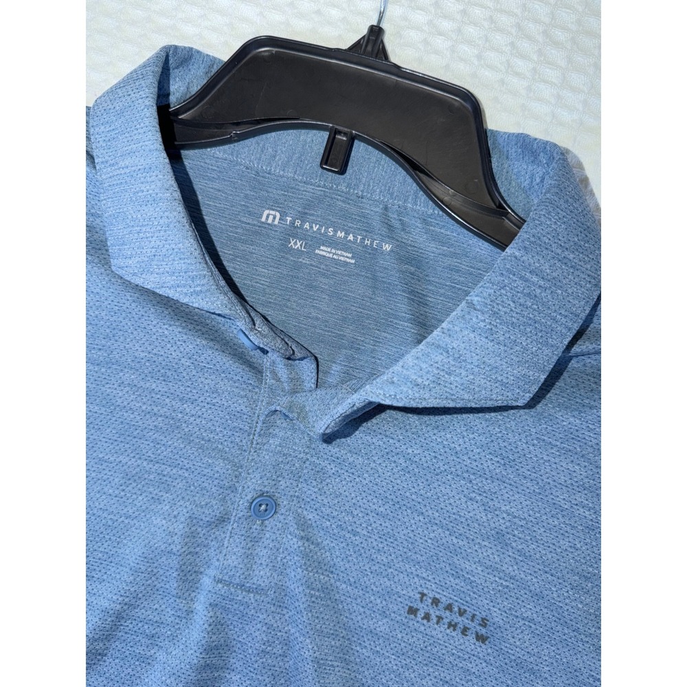 Travis Mathew Polo Shirt Mens XXL Blue Heathered Short Sleeve Golf Top